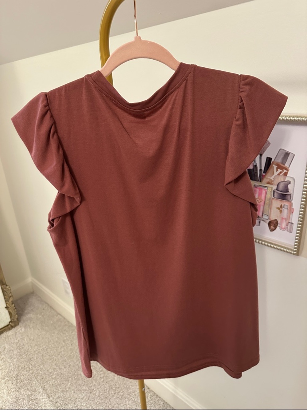 SHEIN Rust Ruffle Sleeve Pocket Tee - Picture 5 of 5